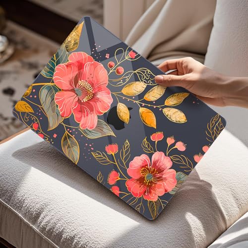 Image of Mektron Case for 2026 MacBook Air 13-inch M5 Laptop A3449 with 13.6-inch Liquid Retina Display, 2025 2024 2022 M4 /M3 /M2 MacBook Air 13 inch Hard Shell Cover, Fit Model A3240 A3113 A2681, Floral C339