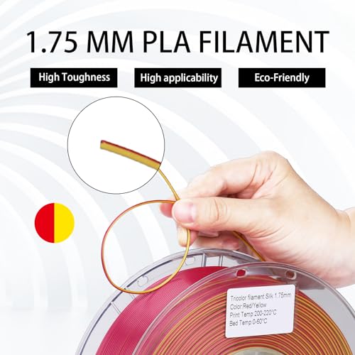 Image of 1KG 3D Printer Filament Bundle, 3 D PLA Printing Filament 1.75mm, Dual Color, + /-0.03mm, 1kg /2.2lbs Silk Golden Red
