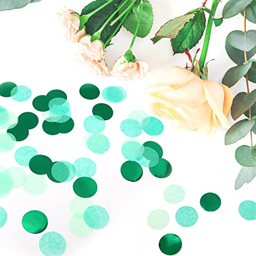 Image of VCOSTORE 1 Inch Tissue Paper Confetti Circles,1.76oz Round Paper Table Confetti Circle Dots, Suitable for Birthday Wedding Party Decoration and Baby Shower decorations,Green,5000 Pieces