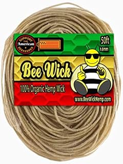 Bee Wick Hemp 50ft of 100% Organic Hemp Wick, Made with American Beeswax (1.0mm)