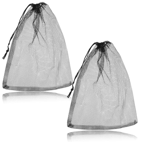 2 Pcs Pump Barrier Bags with Drawstring Sturdy Water Pump Filter Bags Black Media Bag Pond Fish Pond Filter Cover Pumps Filters Mesh Bag for Outdoor Ponds Biological Submersible Filters