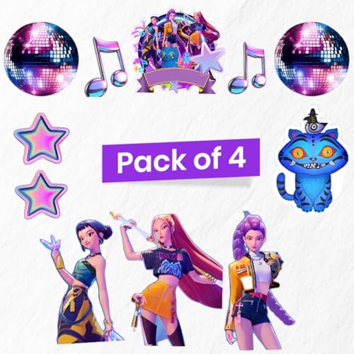 Image of Wanna Party KPOP Vinyl Stickers Pack of 4 sheets for Kpop Girls, Hunterix Vinyl Self Adhesive Stickers for Water Bottles, Phones, Laptop, Notebook Journal & other crafts