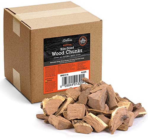 Camerons Products Smoking Wood Chunks- (Alder) ~ 3.5 pounds, 420 cu. in. Kiln Dried BBQ Large Cut Chips- 5 Pound Bag, All Natural Barbecue Smoker Chunks for Smoking Meat