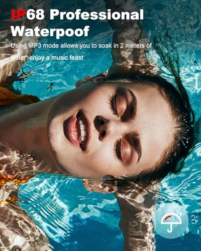 Image of FEICO Bone Conduction Headphones with Built-in MP3 - 32GB Sports Headset, IP68 Waterproof, Bluetooth 5.3 Open-Ear Earphones for Swimming, Running, Cycling & Driving, Mic Included