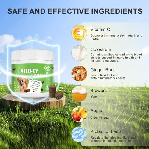 Dog Allergy Chews, Probiotics for Dogs, Dog Itching Skin Relief for Skin and Paw Licking, Dogs is Human Multivitamin Itch Relief for Seasonal Allergies-Chicken Flavor, 90Pcs #2