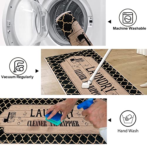 Yinuomo Laundry Room Rug Runner 20"X59" Non Slip Laundry Rugs And Mats For Laundry Room Decor Washable Runner Rugs For Kitchen Floor Laundry Room Bathroom Hallway Entryway Area Rugs Black #TOP2