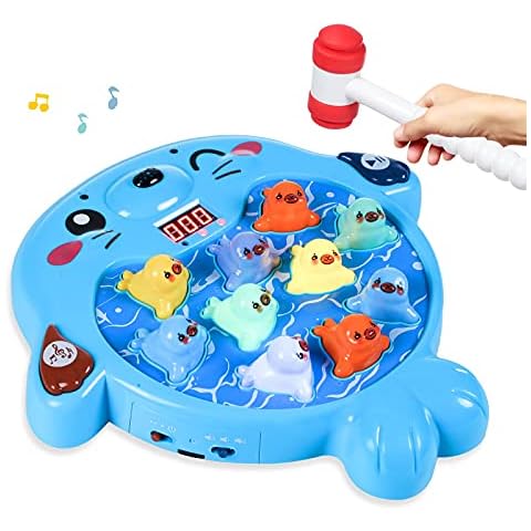 SZJJX Toddler Games Toddler Toys for 6+ Year Old Boys Girls, Interactive Whack A Seal Game with Hammer, Kids Boys Toys Age 6+, Musical Educational Toys Gifts for Toddler Cover