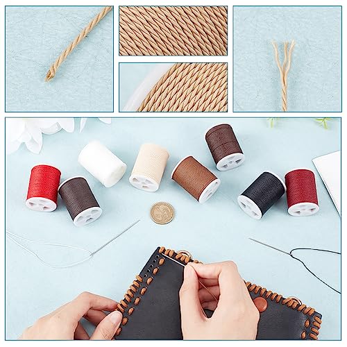 Image of PH PandaHall 108 Yards 9 Colors 1mm Waxed Cords, Waxed Polyester Thread Waxed Beading String Twine for DIY Bracelet Necklaces Waist Beads Jewelry Making Sewing Macrame Supplies, 12 Yards /Roll