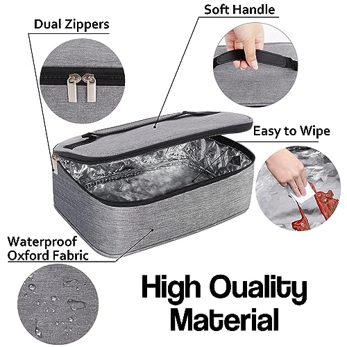 Minicoco Small Lunch Bag Insulated Lunch Box for Men Women Mini Cooler Lunch Pail with Handle Portable Thermal Leak-Proof Lunch Box Holder Waterproof Cool Bag with Handle for Work,School,Picnic (Grey) - Image 2
