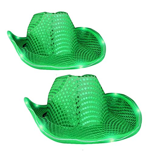 blinkee 2 Pack LED Flashing Cowboy Hat with Green Sequins