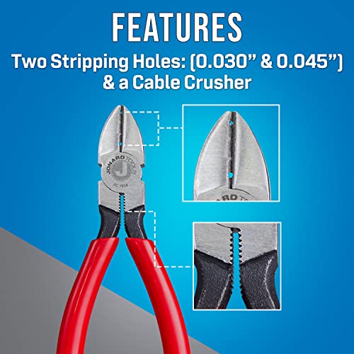 Jonard Jic-7858 Telecom Tapered Nose Diagonal Cutting Plier With Red Plastic Handle, 6-1/2" Length #TOP2