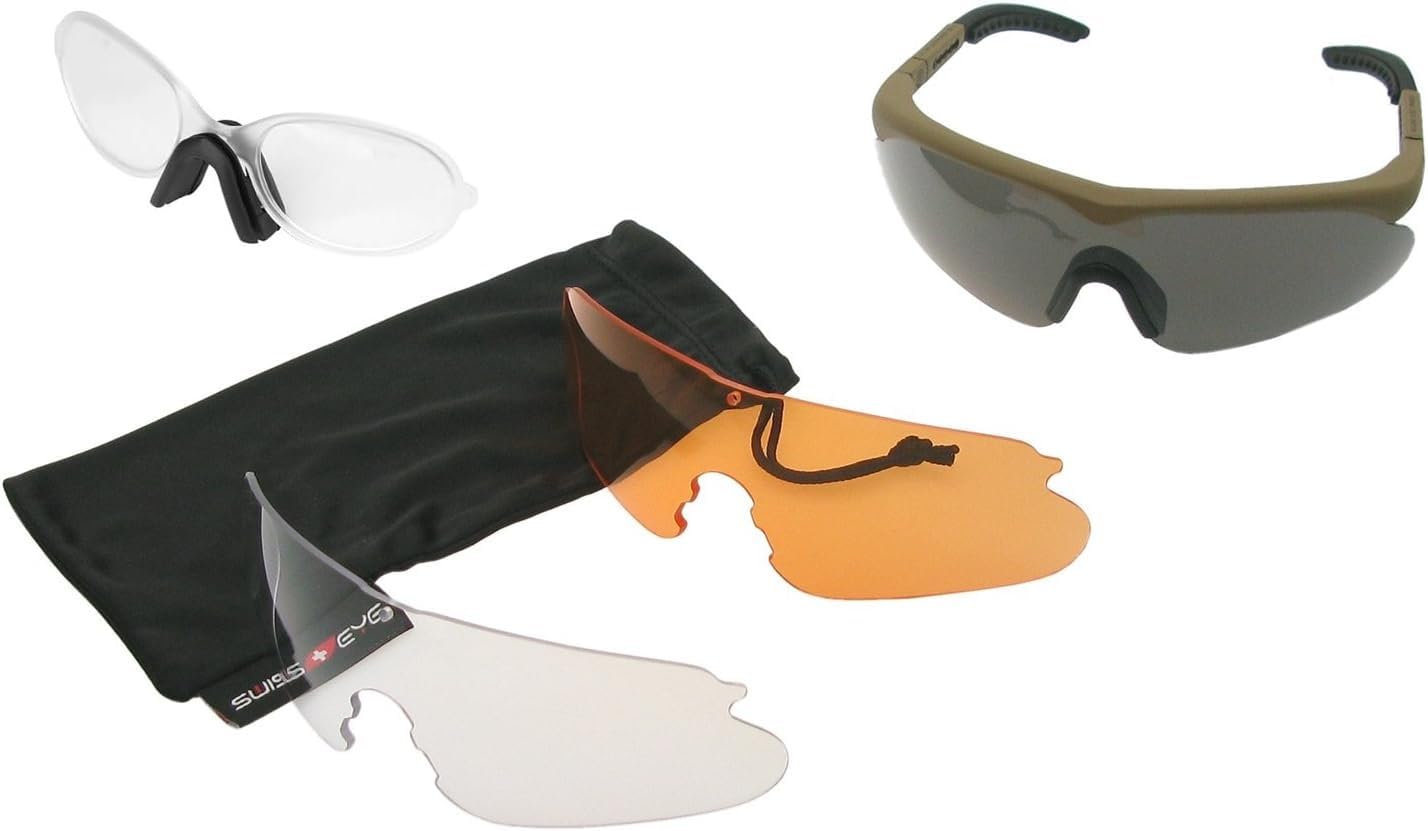Swiss Eye® Raptor - Juego de gafas de seguridad para corrección de la visión, gafas de tiro y deporte, lentes intercambiables, color a elegir