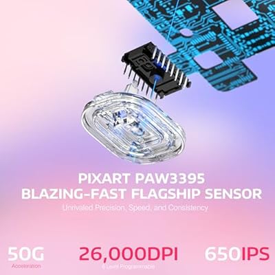ATTACK SHARK X3 Wireless Gaming Mouse, 49g Ergonomic Computer Mouse, Triple Modes PAW3395 26K DPI Optical Sensor, 200h Battery Life, Programmable Buttons, Gaming Accessories for PC/Laptop/Mac (Berry)
