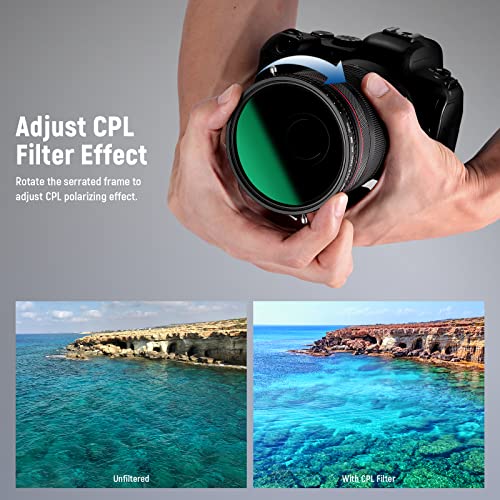 Image of NEEWER 2 in 1 55mm Variable ND Filter ND2-ND32&CPL Filter(Circular Polarizer Filter) No X Cross /30 Layer Nano Coated /HD Optical Glass /Ultra Slim Aluminum Alloy Frame /Water Repellent /Scratch Resistant
