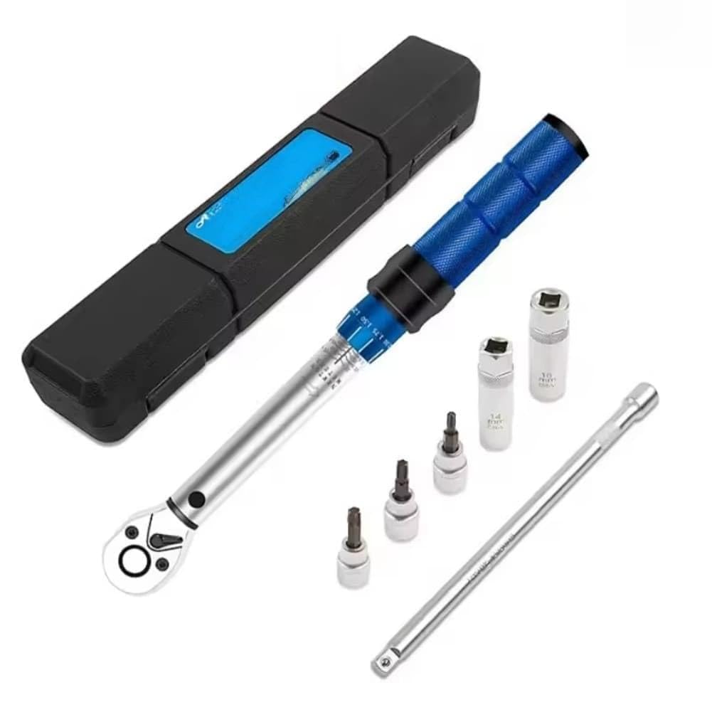 Set di 7 chiavi dinamometriche con 10 C60 N per chiave a scatto regolabile da m, testa reversibile a 72 denti, barra di estensione da 6" e adattatore da 3/8", meccanica e fai da te