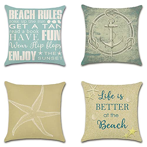 Artscope 4 Stück Nautische Ozean Kissenbezüge