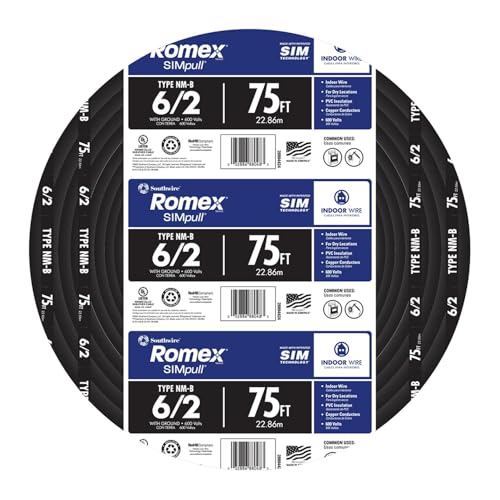 Southwire 75 ft. 6/2 Stranded Romex SIMpull CU NM-B W/G Wire, Black