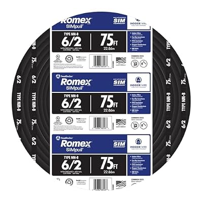 Southwire 75 ft. 6/2 Stranded RomexTM SIMpull CU NM-B W/G Wire, Black