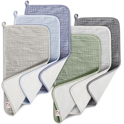 Image of Bearmoss 100% Cotton Muslin Burp Cloths Sets 6 Pack 20x10inch Large Burping Clothes Extra Soft Absorbent for Newborn Unisex Baby Girls and Boys (Summer)