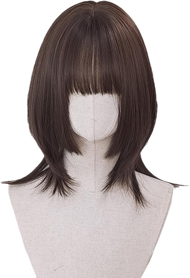 ウィッグ ストレート レイヤーカット ミディアム セミロング レディース wig 自然 カツラ 女装 フルウイッグ ウルフ ウルフヘ