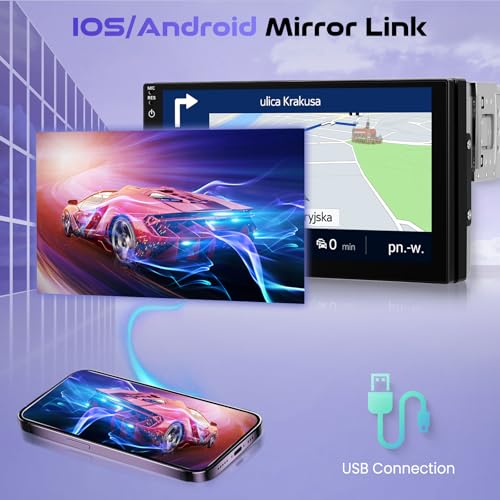 Radio para auto Single Din 7 pulg con pantalla táctil y Bluetooth miniatura 3