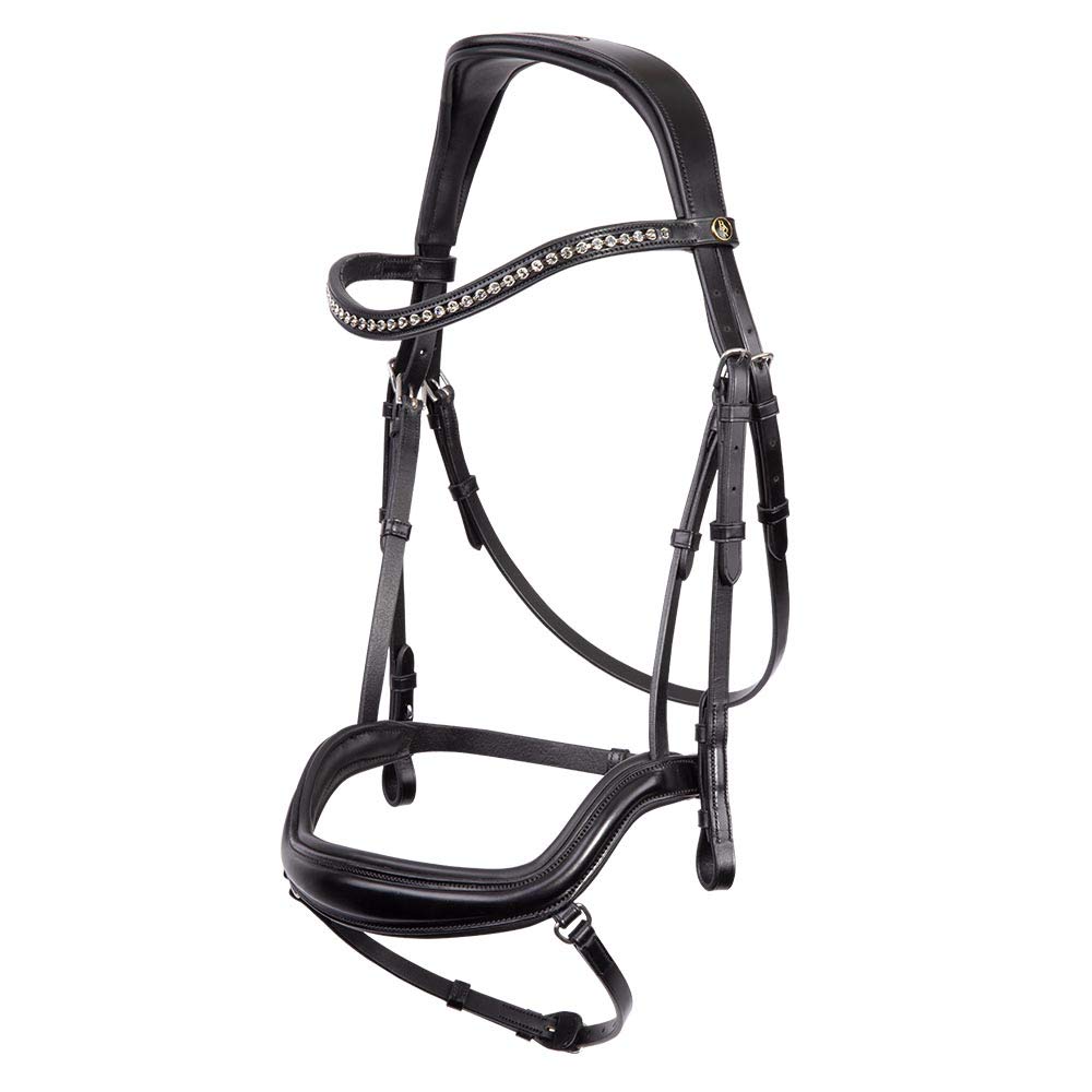 BR Stanley Bride cuir noir filet complet pour grand cheval de sport