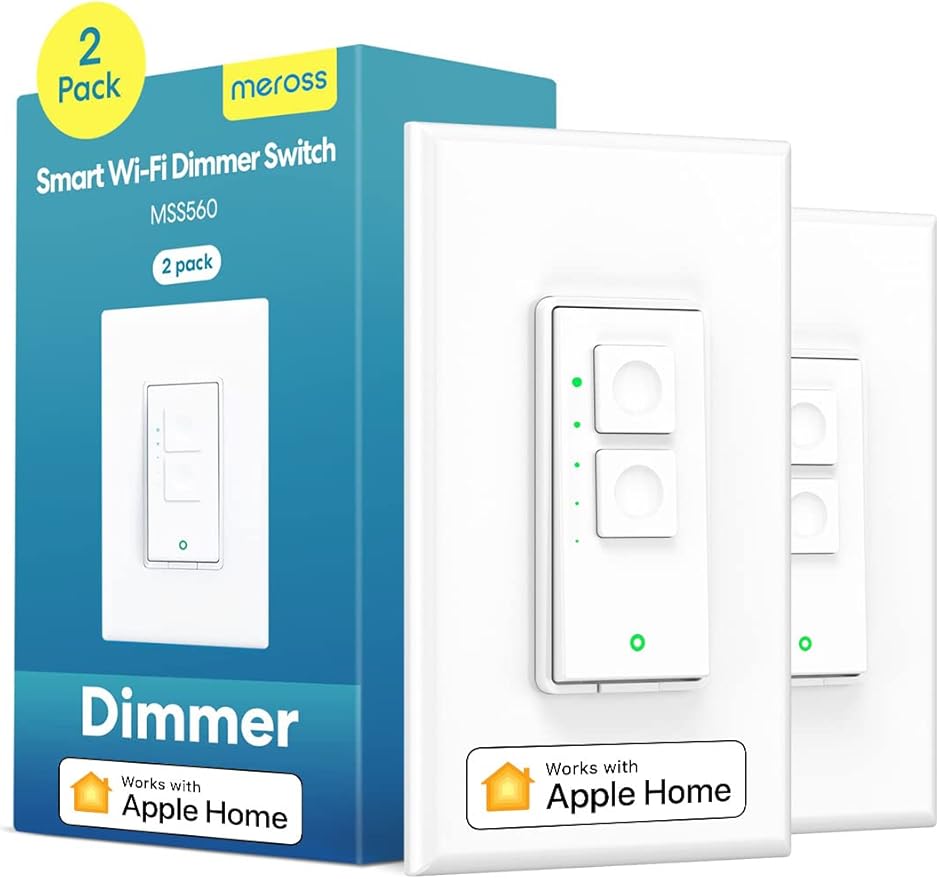 meross Smart Dimmer Switch 2 Pack for LED Light, Single Pole, Neutral