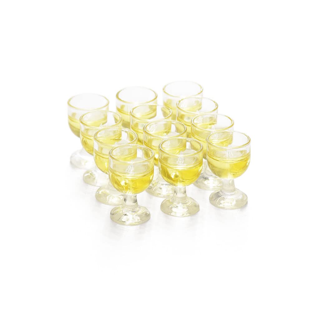 Odoria 1/12 Scale Dolls House Miniature Wine Glasses 12Pcs Dollhouse Accessories, White Wine