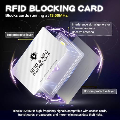 2 Pack RFID Blocking Card, NFC Debit Credit Card Passport Protector, Entire Wallet Protection Blocker Set for Men & Women, Smart Slim Design Perfectly fits in Wallet and Purse-Silver(Silver-2PCS)2