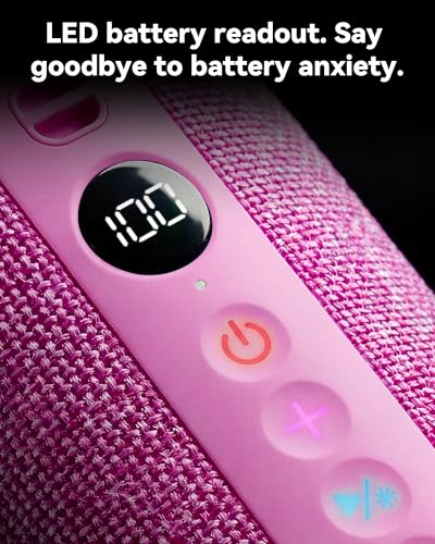 Image of BassBloom Roar 3 Portable Bluetooth Speaker,20W Powerful Sound with JIKE Bass,IPX6 Waterproof,24H Playtime,Bluetooth 5.4,RGB Lights,Wireless TWS Pairing,Outdoor for Camping and Beach (Pink)