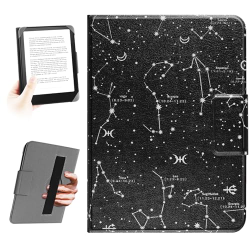 HoYiXi Funda Universal para de 6,8'', 7'' Paperwhite eBook Reader,Compatible con Kindle, Kobo,Pocketbook, Tolino y Sony eReader. Cuerda de Mano elástica Funda para 6.8'-7' eReader,Constelación