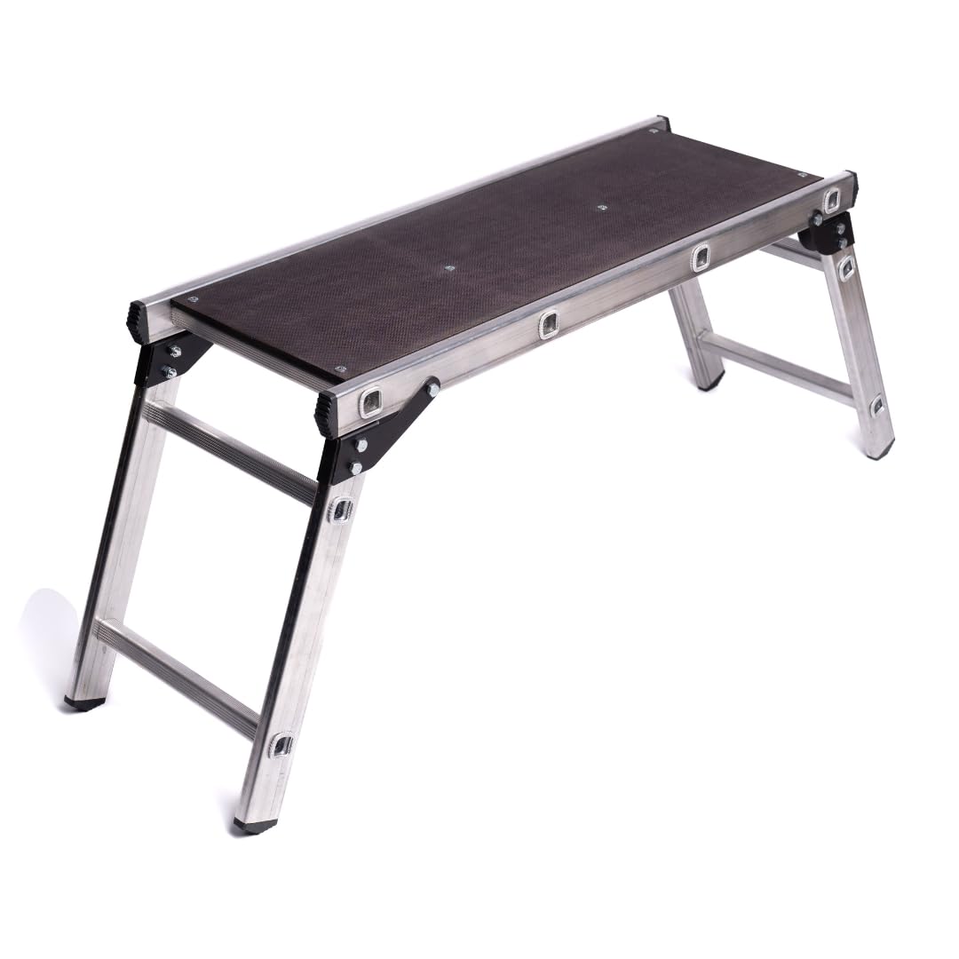 Plataforma de trabajo de aluminio, hasta 150 kg, banco de trabajo plegable, de aluminio