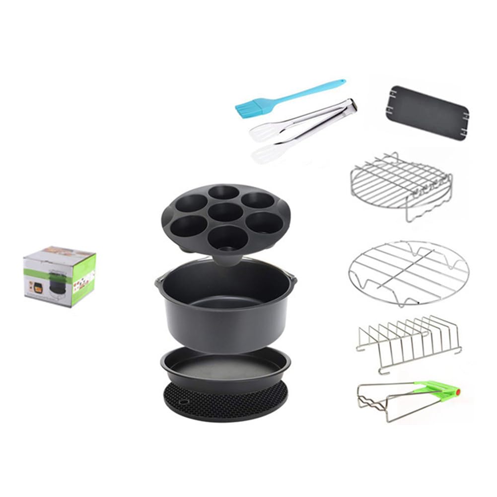 Accessori per friggitrice ad aria, cestino da forno da 20,3 cm, con rivestimento antiaderente, adatto a set da 12 pezzi da 20,3 cm, 4,8 Qt-7,2 Qt-Up