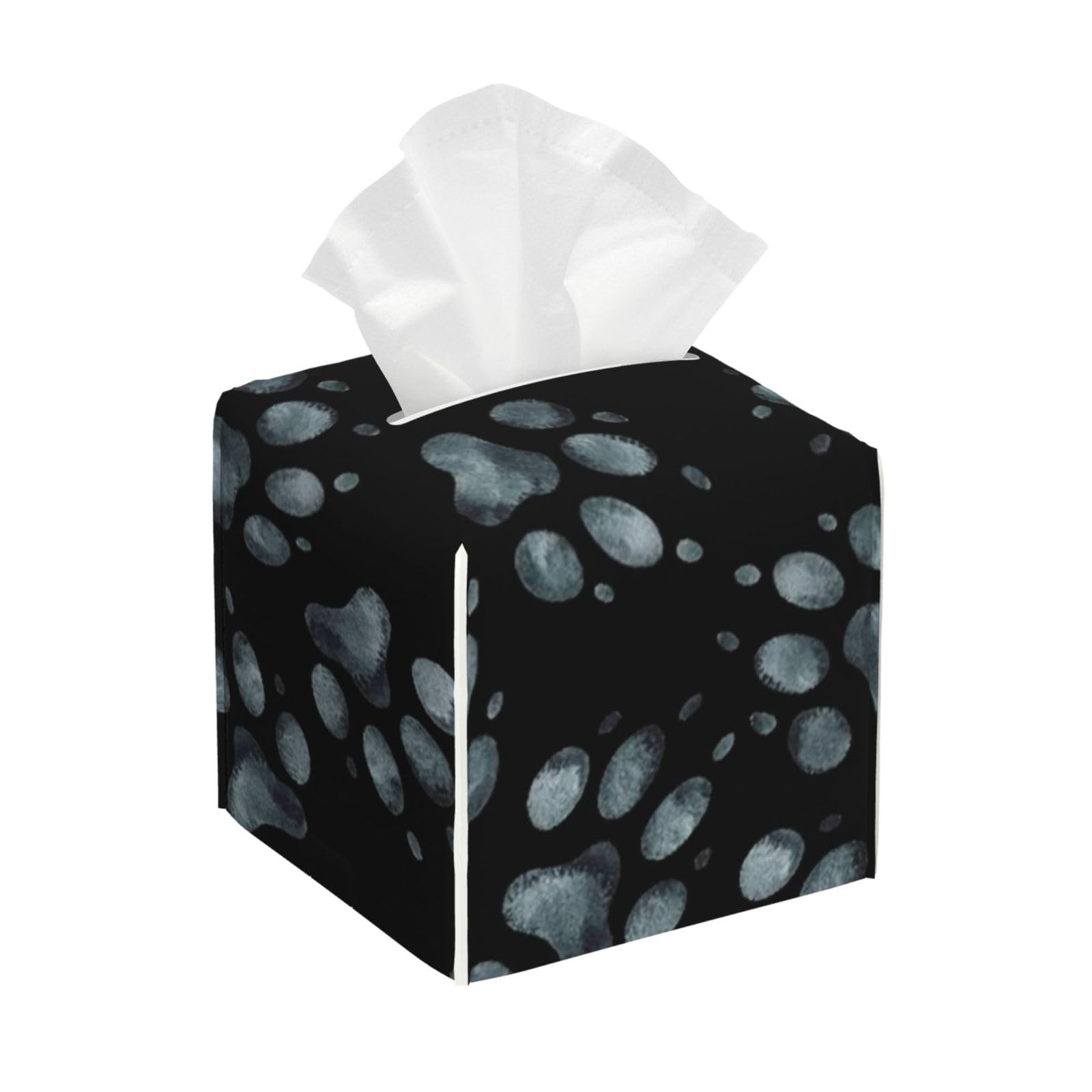 Bear Animal Paw Print PVC Cube Tissue Pack for Home Office Bathroom Use