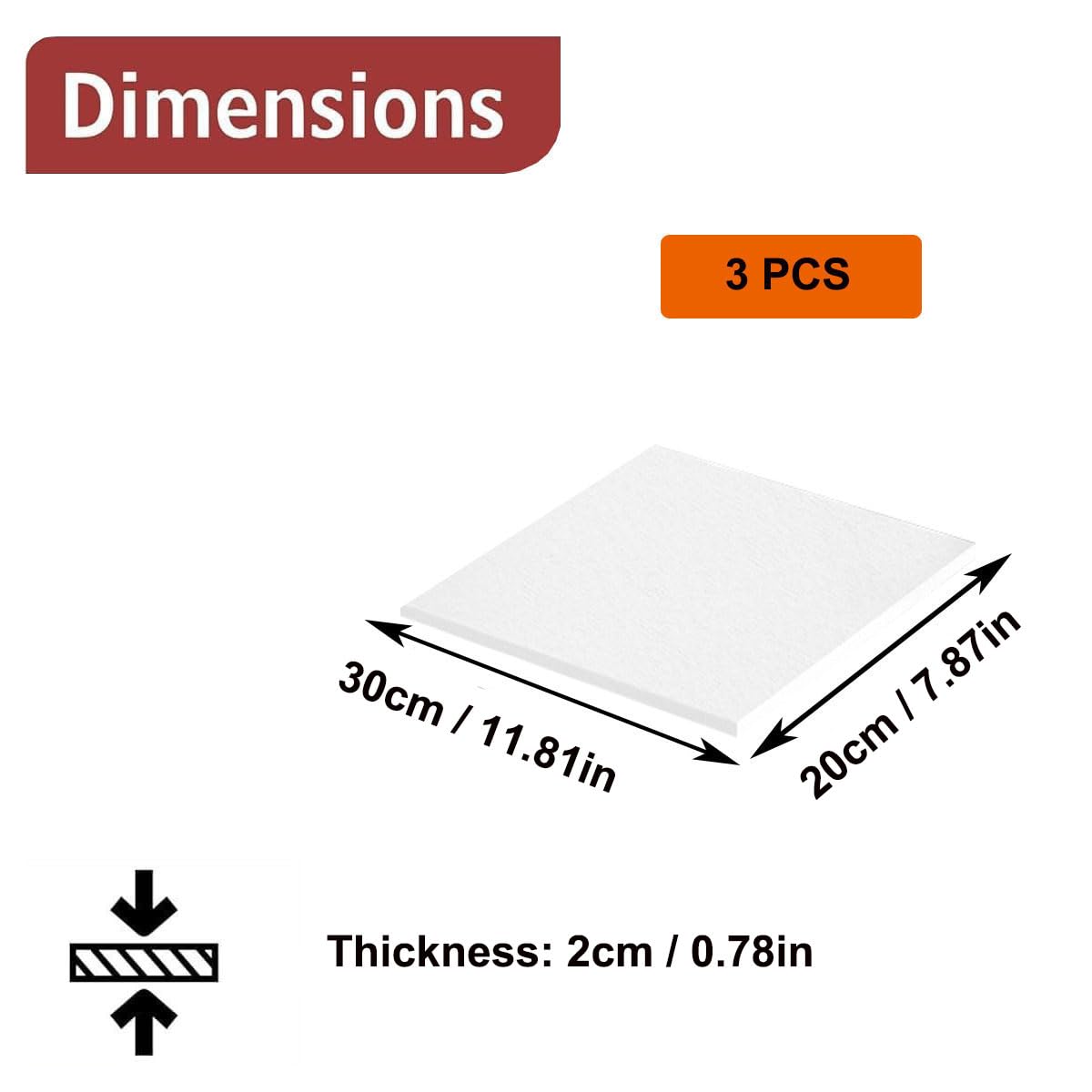3 Stück Hochtemperatur-Keramikfaserplatte(Thickness: 2cm)