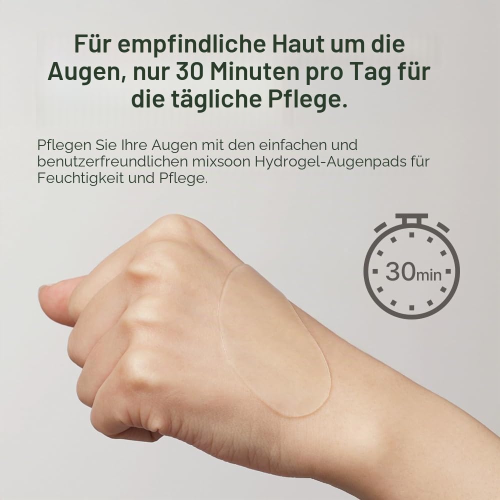 mixsoon Cica-Hyal Hydrogel Augen-Pads – Kühlende Cica-Augenpads mit 10 Arten Hyaluronsäure & Niacinamid, hydratisieren tiefenwirksam, polstern auf und sorgen für klare, vitale Haut, 60 Stück