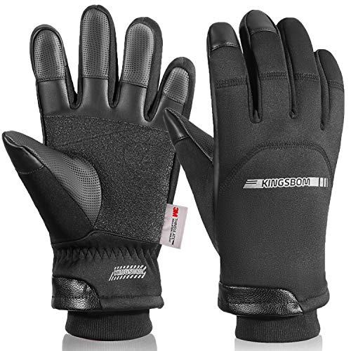 Guanti termici invernali impermeabili 3M Thinsulate antivento touch screen guanti caldi - per guida, ciclismo, equitazione, corsa, sport all'aria aperta, per donne e uomini, colore: Nero (grande)