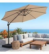 Olilawn 10ft Patio Umbrellas with Base Included, Outdoor Large Cantilever Offset Patio Umbrella w...