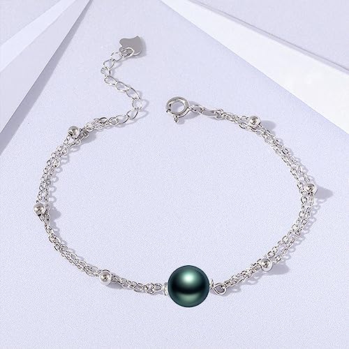 Gifts for Wife Anniversary Bracelet for Women- Tahitian Black Pearl Bracelet Real AAA Quality Handpicked Nature Pearls - Gifts for Mom Girlfriend Her NO1136413