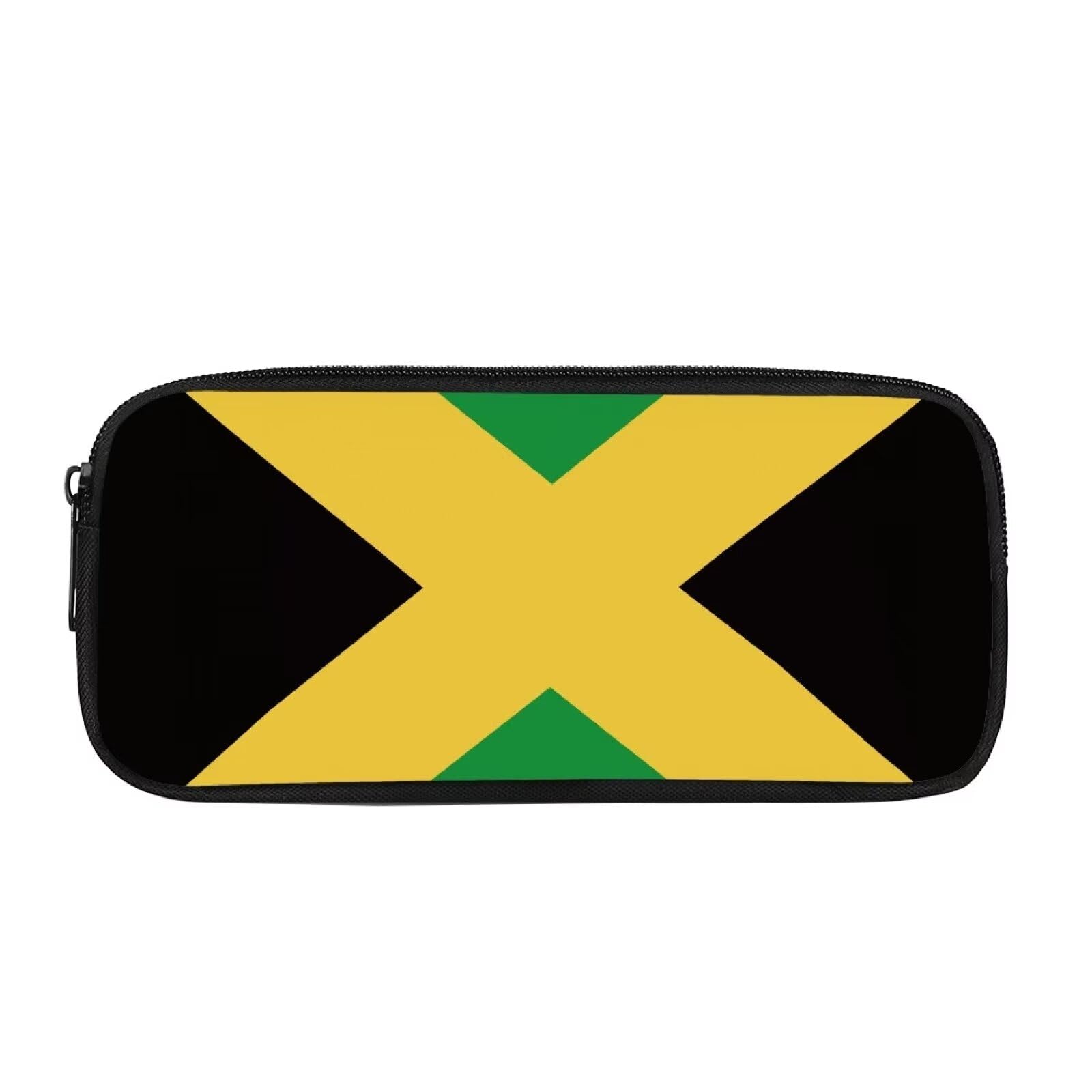 COEQINE Jamaica Flag Theme Pencil Case for School, Kids Boys Pen Holder Case with Zipper Large Capacity Durable School Pencil Organizer