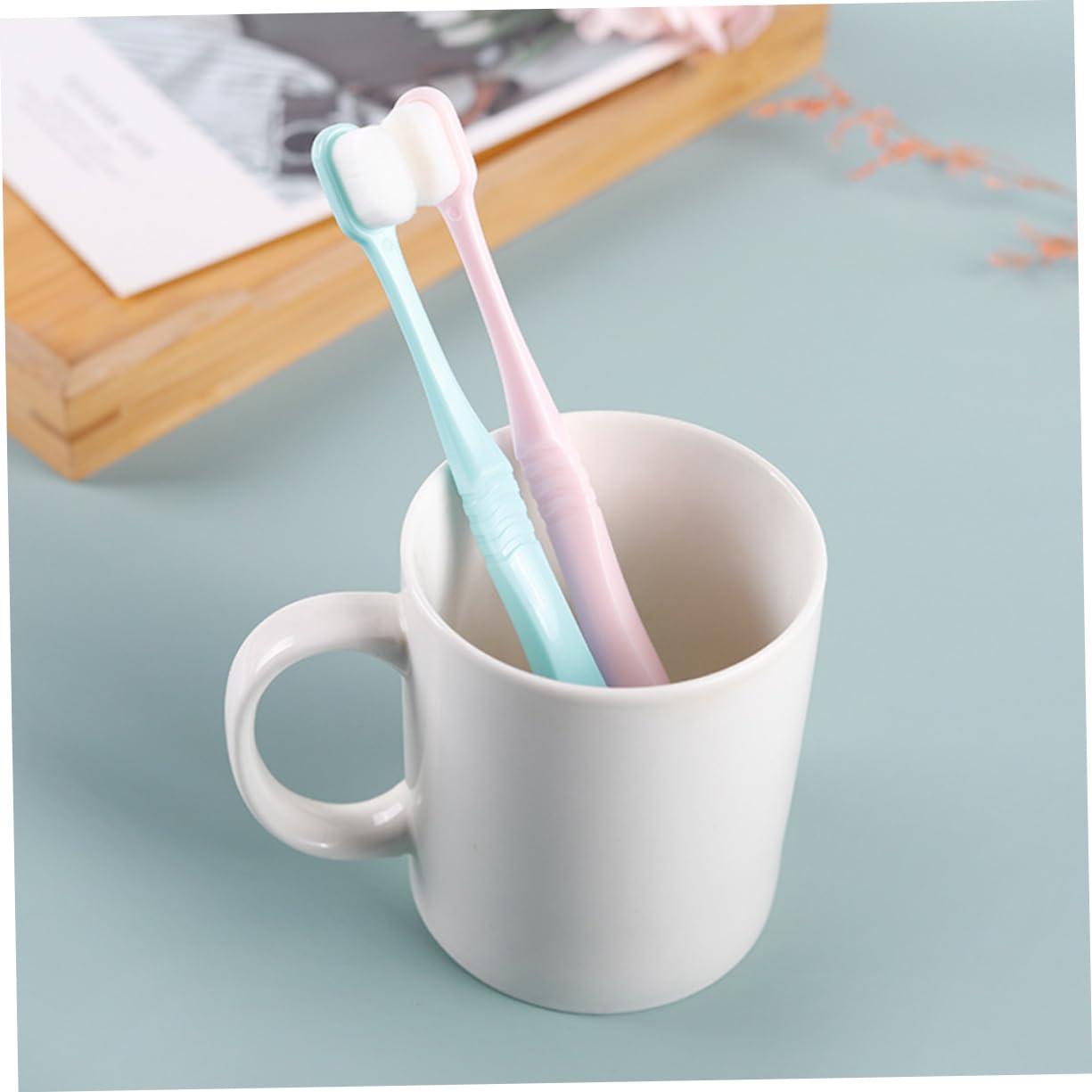 GLEAVI 6pezzi Spazzolini Da Denti Ultra-morbidi - Per Delle Gengive Design Ergonomico Rosa e Blu Per Tutta La Famiglia