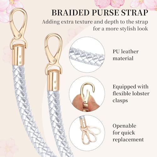 Sangle tressée argentée pour sac à main idéal pour vos sorties et soirées chic