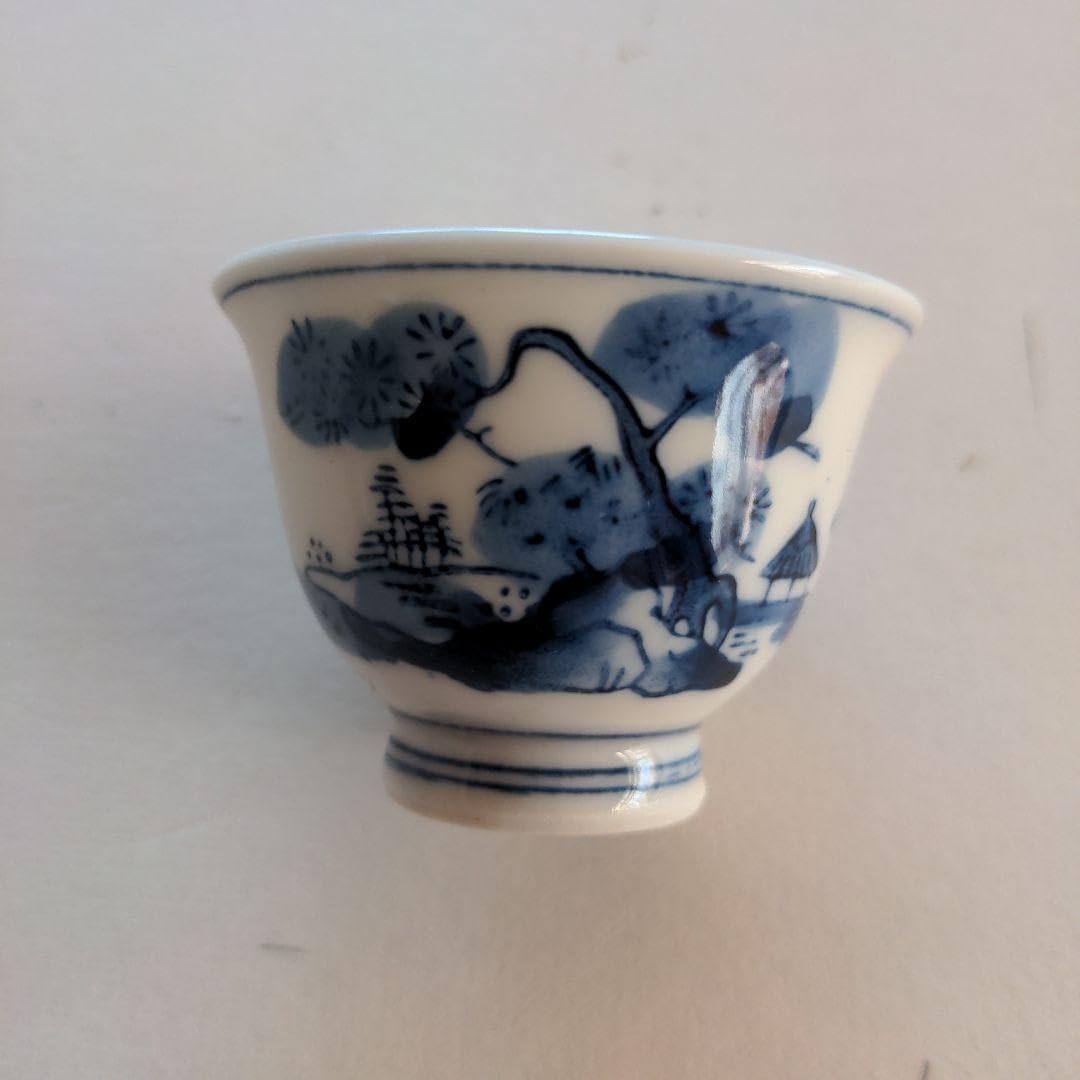 染付 5客◇茶器⁄茶盃⁄茶杯⁄羅漢図 煎茶道具 茶碗 煎茶碗 栄山 大倉陶園