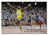Usain Bolt Riesiges A3 ungerahmt Jamaikanischer ehemaliger Sprinter Laufen Sport Poster Motivation Inspiration Zitat Foto Bild