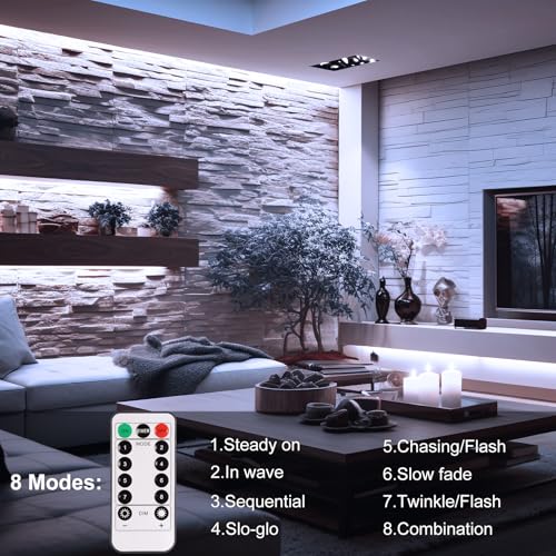 Image of LED Strip Lights Battery Operated 9.8ft 90 LED Strip Lights with Remote | Cuttable Battery Strip Lights with Timer Dimmable for Indoor Outdoor Bedroom Cabinet Boat Decor, Cool White
