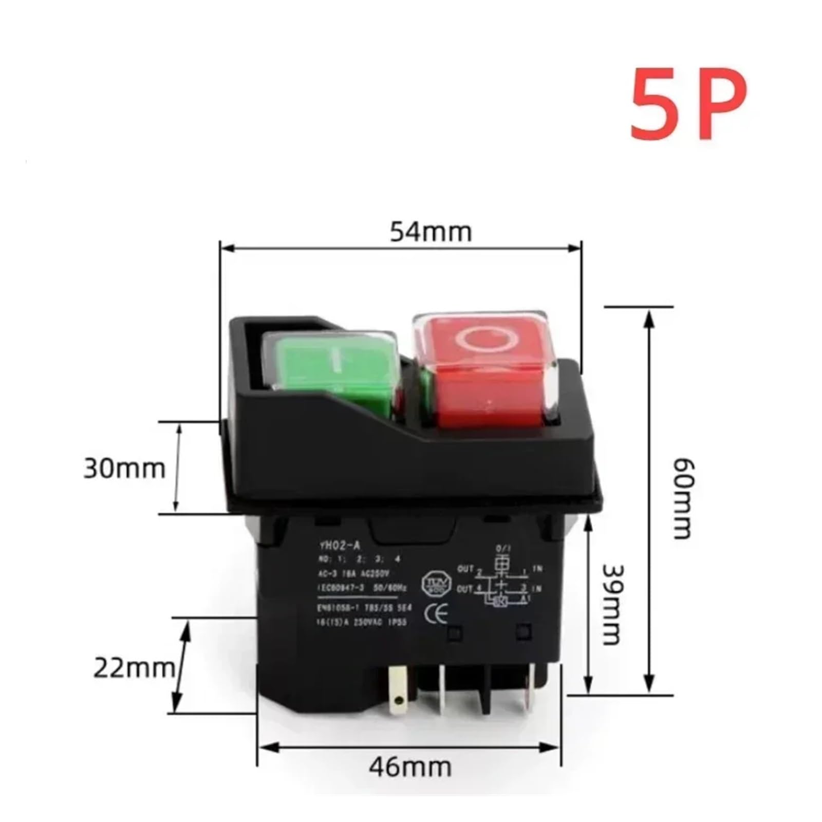1PCS AC250V 16A 4PIN Electromagnetic Push Button switch 4/5Pin Can Replace KJD17 KLD-28