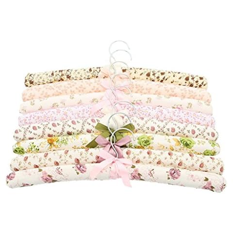 Fancyland Women Floral Pattern Rural Style Bow Sponge Soft Coat Hangers Pack of 5 in Random Color Cover