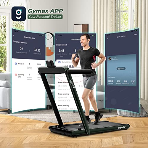 Image of Goplus 2 in 1 Folding Treadmill, 2.25HP Superfit Under Desk Electric Treadmill, Installation-Free with Remote Control, APP Control and LED Display, Walking Jogging for Home Office