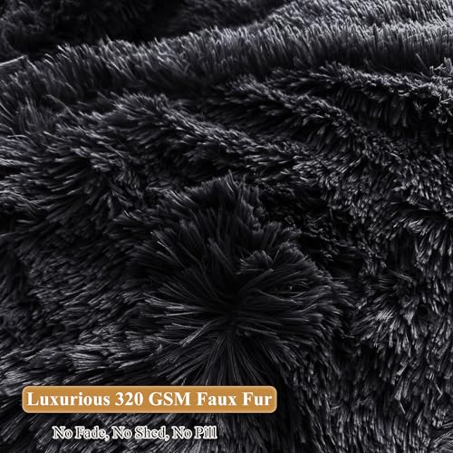 XeGe 5FT Giant Fluffy Bean Bag Chair Cover(No Filler), Ultra Soft Faux Fur Stuffed Animal Storage Bean Bag, Plush Shaggy XL Large Beanbag for Living Room Bedroom Home Decor, Black - Image 5