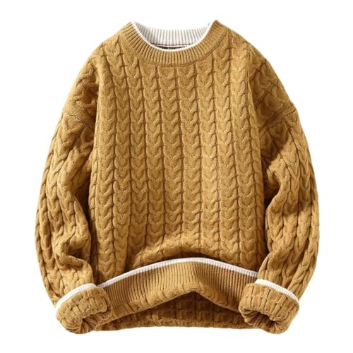 Men Thick Warm Sweater O Neck Knitted Pullovers Loose Sweaters Couple Knitting Pullover